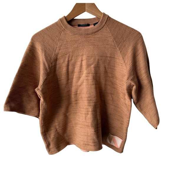 Scotch & Soda Maison Scotch Club Nomade Knit Top Camel Pink Wide Sleeve Small - Picture 3 of 8